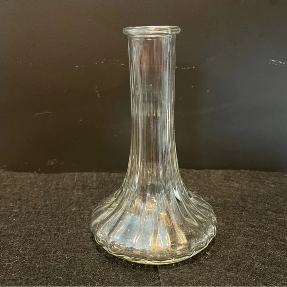 Vintage E. O. Brody Clear Glass Bud Vase 6” Wide Bottom